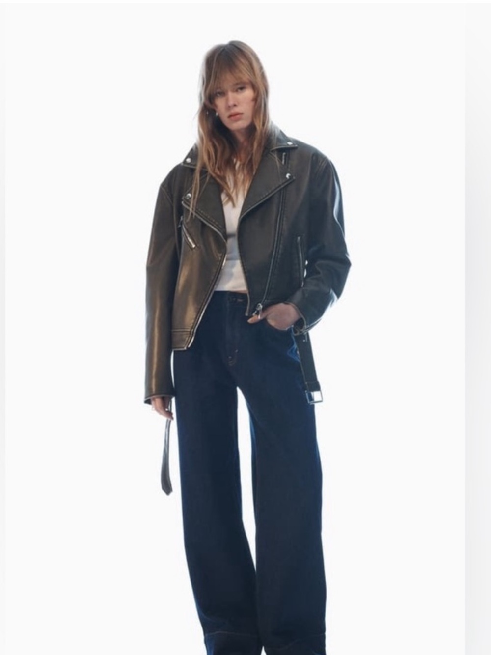 Zara FAUX LEATHER BIKER JACKET